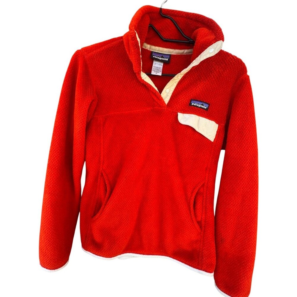 Patagonia Women's Size XS Orange Red Snap-T Fleece Pullover Sweater